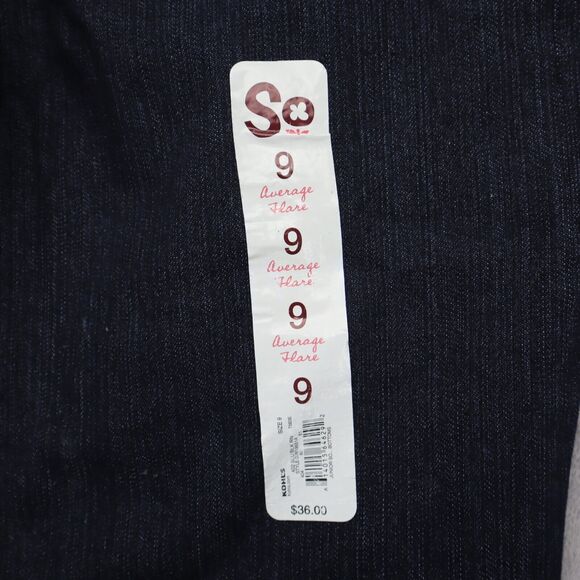 SO Jeans Girls 9 Dark Blue Deep Value Denim Flared Leg Fitted Hip Casual Pants - Picture 13 of 14